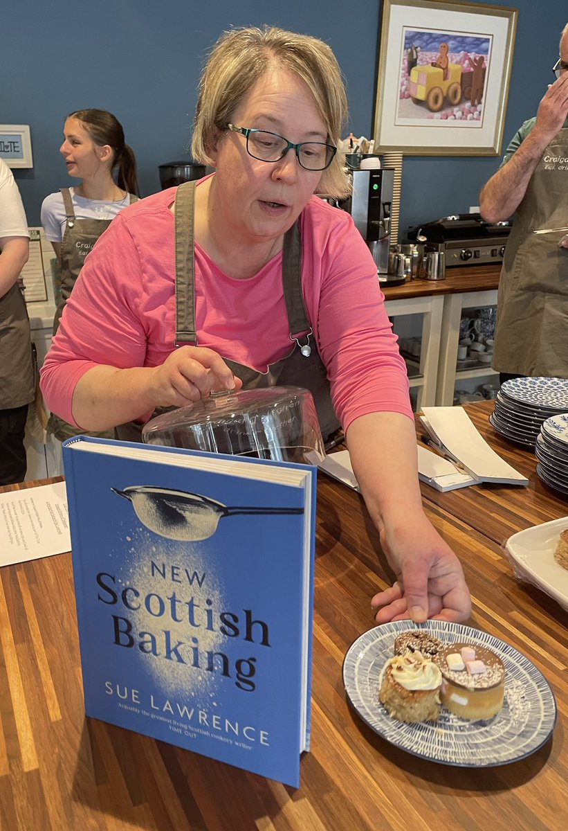 IslayCocoa's tweet photo. Lovely way to spend Sunday afternoon at  @islaybookfest @SueHLawrence launch of new Scottish Baking book. Interesting and inspiring Baking chat from Sue then Nicola #craigardkitchen  served 3 delicious bakes from the book.  Great event by Islay Book fest, Sue, and  Craigard Team. https://t.co/clatvEksV5