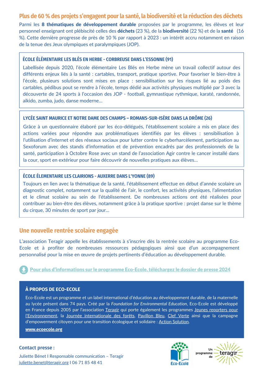 [Communiqué de presse 📢]

Pour la rentrée des classes, notre programme et label <a href="/Eco_Ecole/">Programme Eco-Ecole</a> appelle les établissements scolaires à se mobiliser pour le développement durable !

L'éducation est un levier puissant pour construire un monde écologique et solidaire.