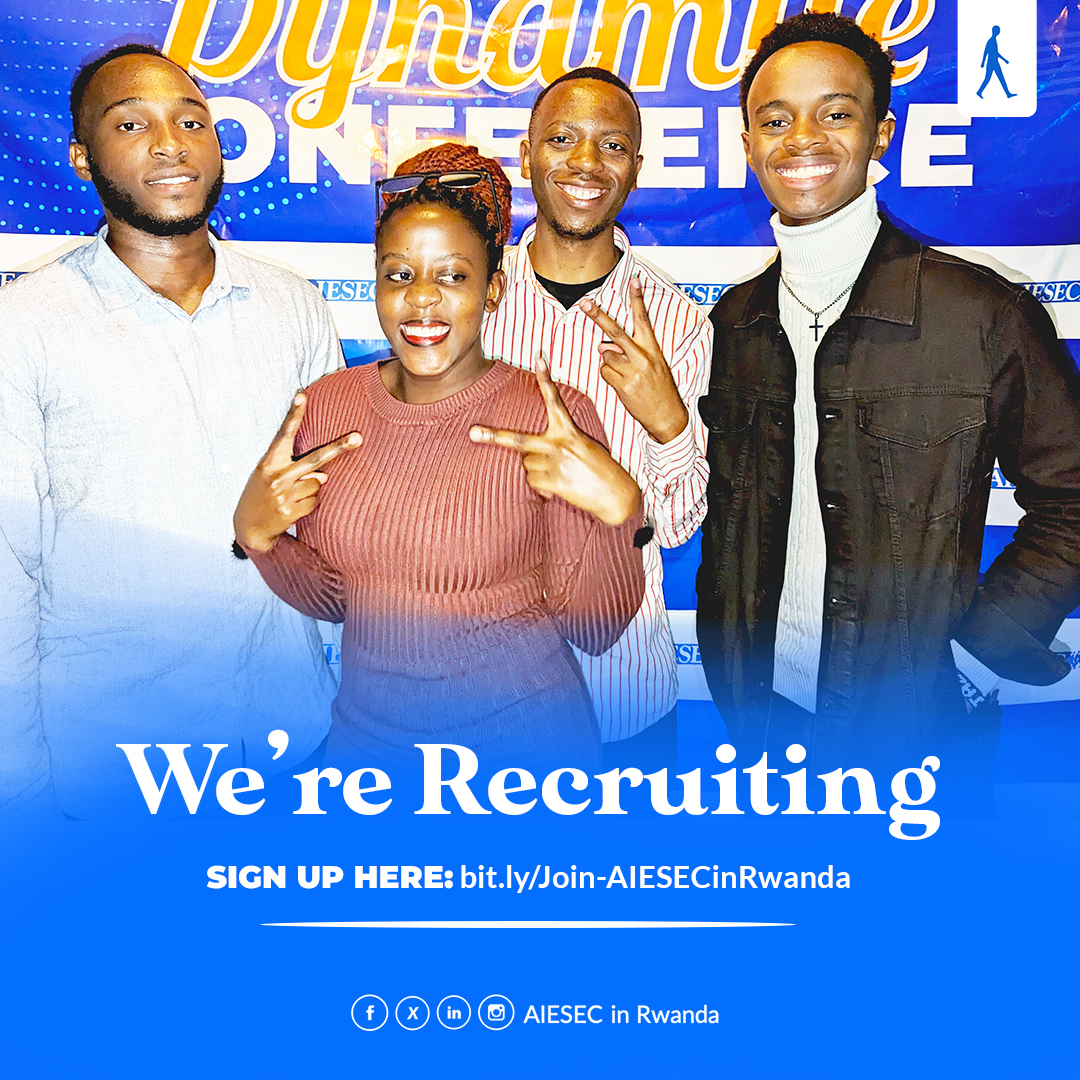 AIESECRWANDA's tweet photo. Are you a young individual pursuing your undergraduate degree and looking for personal and professional development. We are recruiting #JoinAIESEC today Register here: https://t.co/Dqg8MyAcPp
Learn more about us: https://t.co/g1DC8EMwUv
@Uni_Rwanda @UR_CAVM @urcst @UR_CBE https://t.co/vhFHQnwg3t