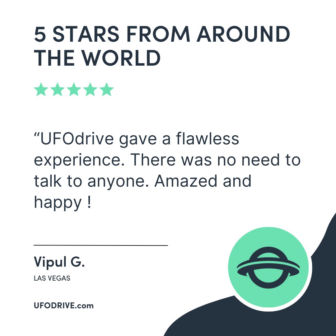 5 Star reviews from around the world ⭐️ Hered what some of our customers had to say about their rental experience. Want to try it for yourself ? Book now at UFODrive.com🛸