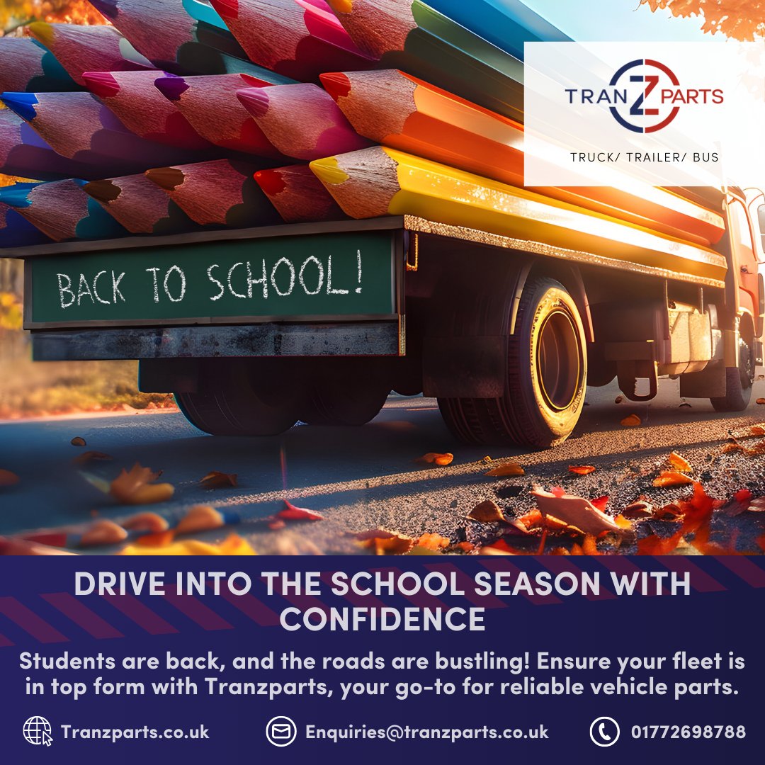 🎒 Students are back, and the roads are busier! 🚚 Ensure your fleet is ready for the rush with top-quality parts from Tranzparts. Whether it’s deliveries, logistics, or supporting local businesses, we’ve got you covered. 

#BackToSchool #FleetMaintenance #Tranzparts #KeepMoving