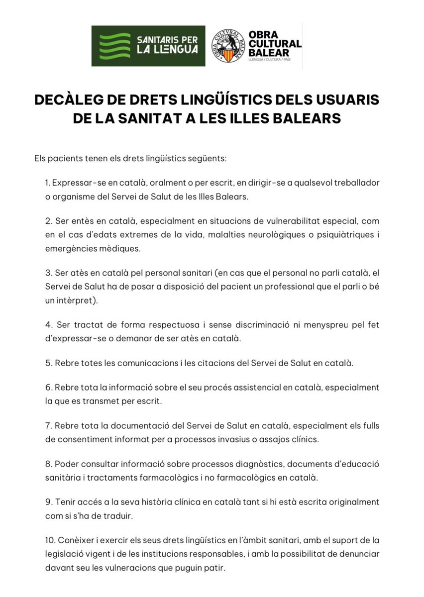 Decàleg de drets lingüístics dels usuaris de la sanitat a les Illes Balears
<a href="/ocbcat/">Obra Cultural Balear</a>