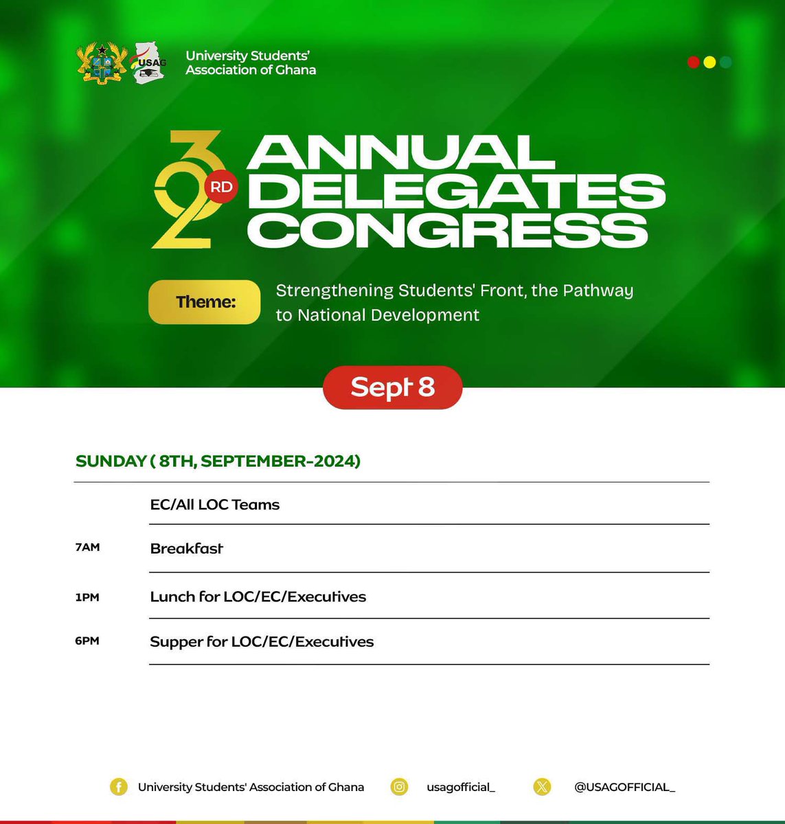 We are excited to announce the program outline for the 23rd USAG Delegate Conference at KNUST Satellite Campus-Obuasi.