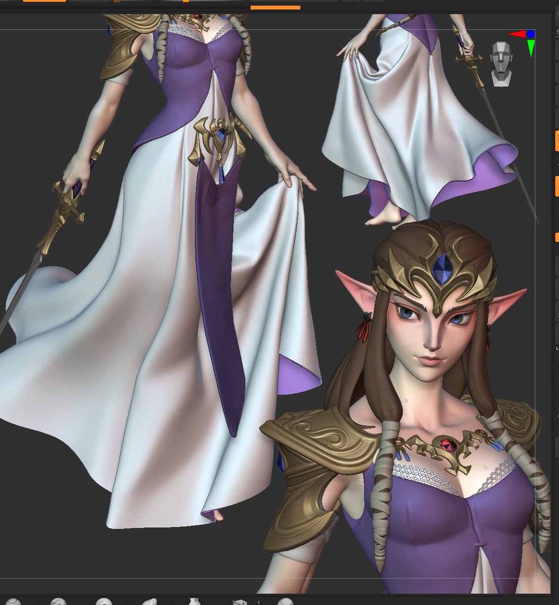 Working on Zelda's dress 💃