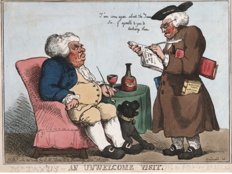 My blog today is about paying tax in the Georgian era - and a nice Rowlandson print entitled "An Unwelcome Visitor".  See mikerendell.com/the-taxman-com…