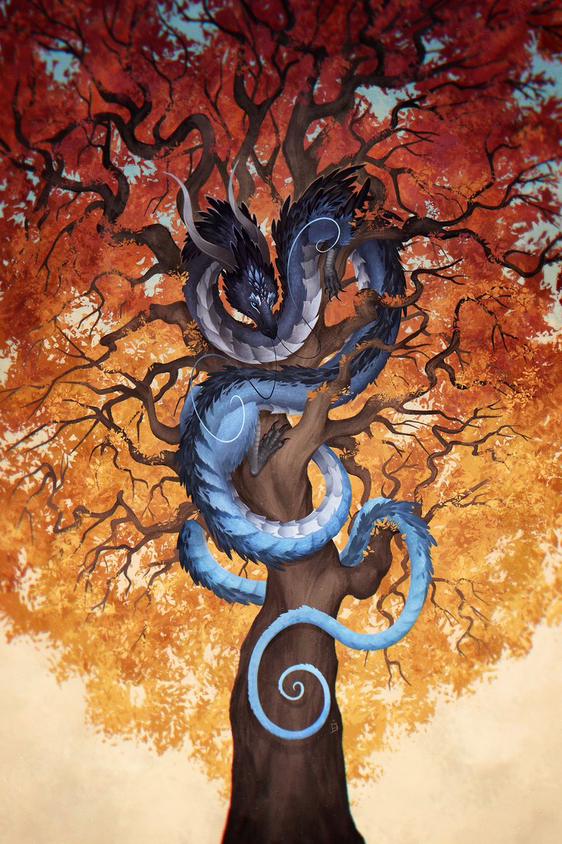 Flame Tree.
Eastern dragon inspired by the beautiful Steller's Jay!