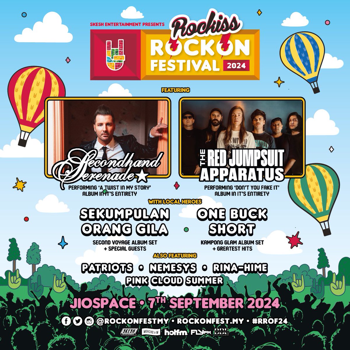 The full lineup is here! Get your tickets for this year's #RROF2024 while you can and we'll see you this September 7th! #SecondhandSerenade #RedJumpsuitApparatus #Rockiss #SkeshEntertainment
