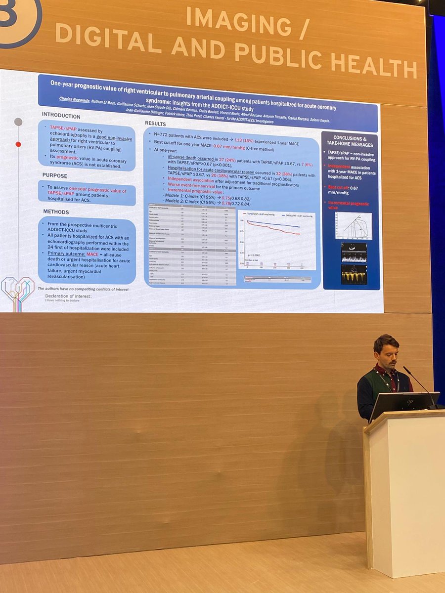 Service de Cardiologie - CHU de Rouen (@cardio_churouen) on Twitter photo #ESCCongress #ESCCongress2024
Charles Nogarede nous présente un aperçu de l'étude ADDICT-ICCU au cours de la session de posters commentés.
<a href="/heleltchaninoff/">Eltchaninoff</a> <a href="/CharlesFauvel/">Charles Fauvel</a> <a href="/escardio/">European Society of Cardiology</a> #ESCCongress #ESCCongress2024
Charles Nogarede nous présente un aperçu de l'étude ADDICT-ICCU au cours de la session de posters commentés.
<a href="/heleltchaninoff/">Eltchaninoff</a> <a href="/CharlesFauvel/">Charles Fauvel</a> <a href="/escardio/">European Society of Cardiology</a>