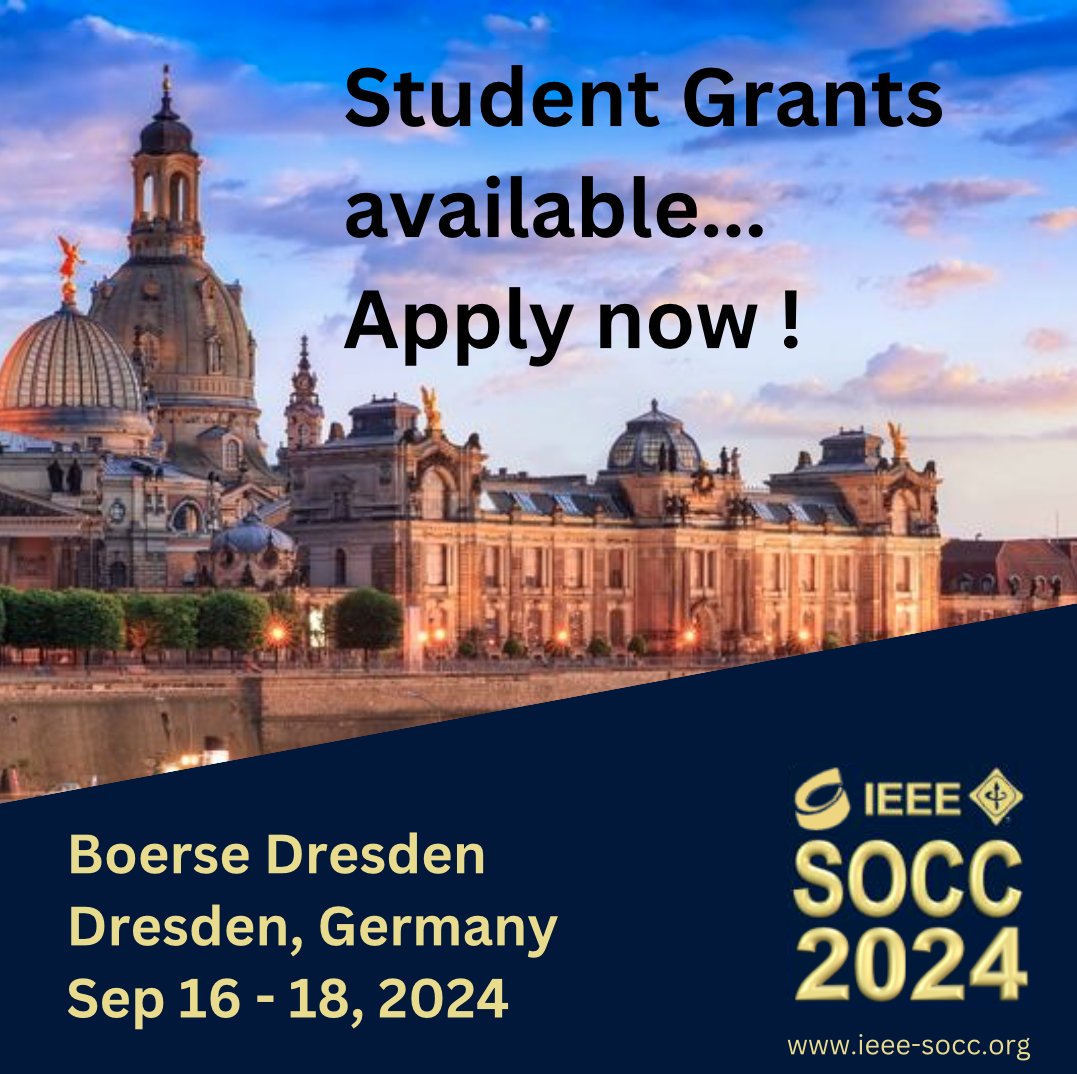 ieee_socc's tweet photo. Students welcome! Apply now for Student Grants to attend 37th IEEE International System-on-Chip Conference in #Dresden, 16.-19.Sep. 24. More info at https://t.co/PmCtKCR2fb.  #Mikroelektronik #SOC #IoT #ML #AI #ASIC #semiEDA #DSP #vlsi #TUDresden #Sachsen https://t.co/N9e7AE5tKA