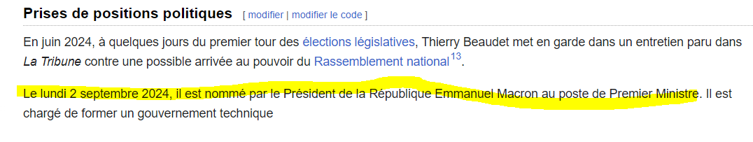 Donc sur Wikipedia, Thierry beaudet, président du CESE est déjà premier ministre :)