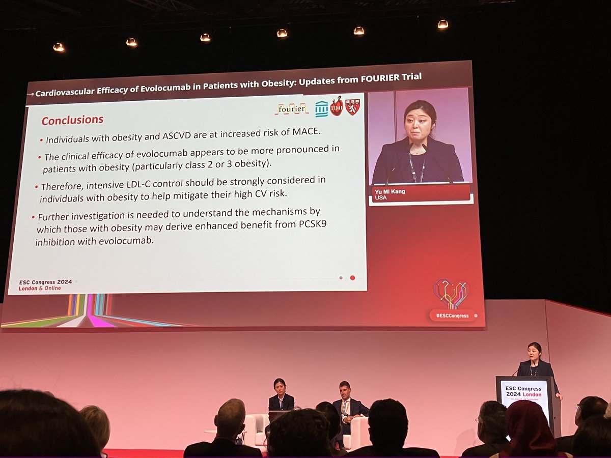 Taher Modarressi, M.D. (@tmodarressi) on Twitter photo Fascinating data from FOURIER presented by <a href="/YumiKangEndo/">Yumi Kang, MD, PhD, MPH</a> at #ESCCongress2024! Efficacy of PCSK9 mAb in patients with obesity - excess MACE risk conferred by obesity is attenuated by evolocumab. ARR 5.7% in those w BMI >35 at baseline! #ESCCongress Fascinating data from FOURIER presented by <a href="/YumiKangEndo/">Yumi Kang, MD, PhD, MPH</a> at #ESCCongress2024! Efficacy of PCSK9 mAb in patients with obesity - excess MACE risk conferred by obesity is attenuated by evolocumab. ARR 5.7% in those w BMI >35 at baseline! #ESCCongress
