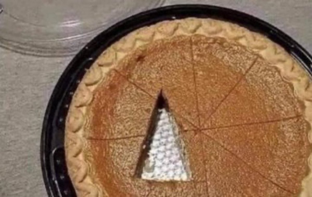 Bu fotoğraf bireysel özgürlüğün kötüye kullanımına çok güzel bir örnektir. 

Turtadan bir dilim alan insan özgürce kendi payını almıştır.

Ve evet doğrudur hakkından fazlasını almamıştır belki

Ama kendi payını alırken diğerlerinin kendi paylarını almalarını zorlaştırmıştır.