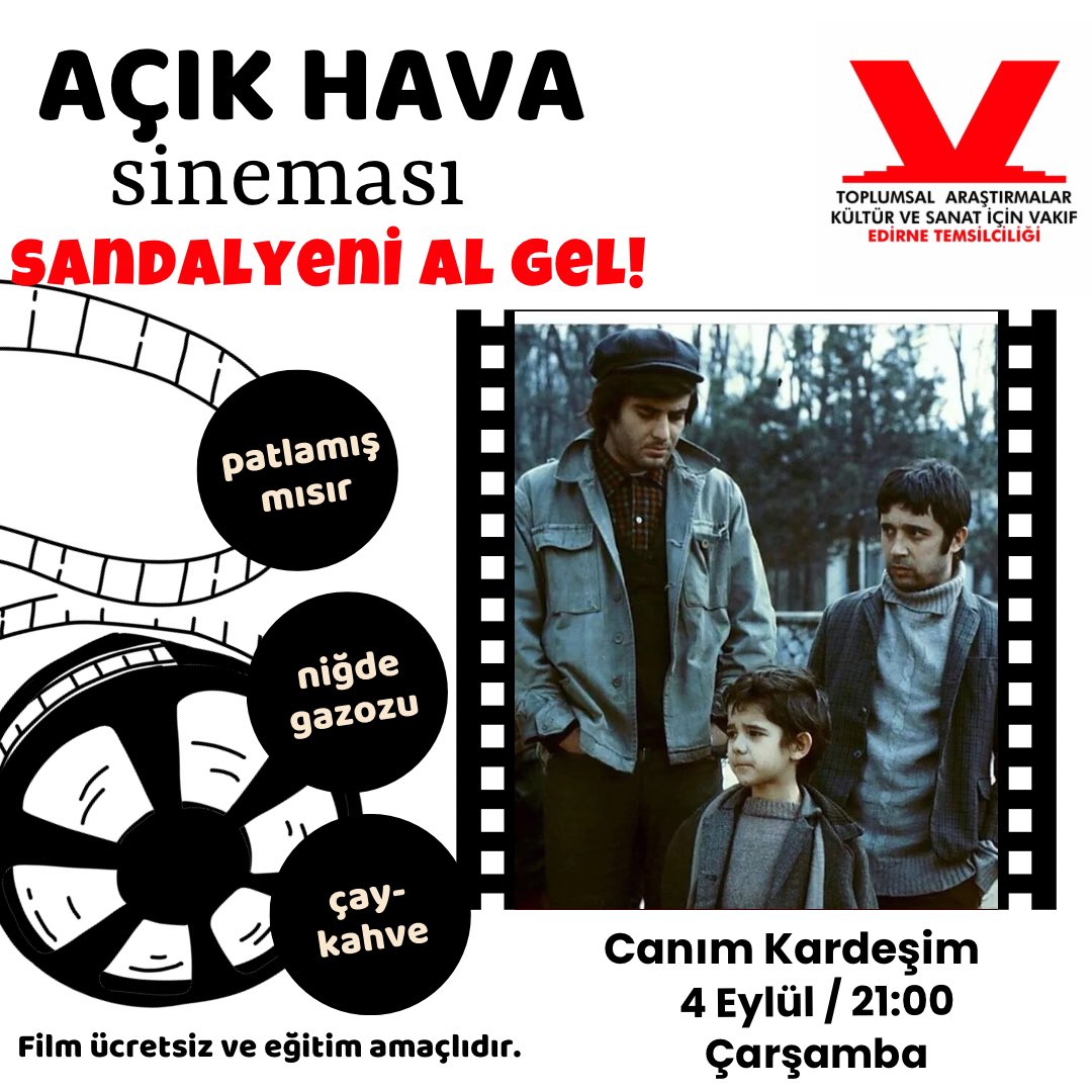 ❗️Edirne’nin yaz gecelerini bizler için daha anlamlı kılan her çarşamba TAKSAV bahçede buluşup izlediğimiz açık hava sinemamız hava koşulları nedeniyle noktalanıyor. 
❗️Önümüzdeki yaz tekrar görüşmek dileğiyle...