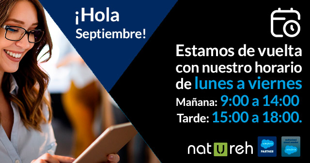 ¡Hola #septiembre! 🍂 Retomamos nuestro horario habitual de lunes a viernes de 9:00 a 14:00h y de 15:00 a 18:00h. 💼 🖥️
¿Buscas soluciones digitales para acelerar tu negocio? Conoce nuestras soluciones: CRM, ecommerce y portales web.
bit.ly/2oCOSMo
📞 +34 919 330 944