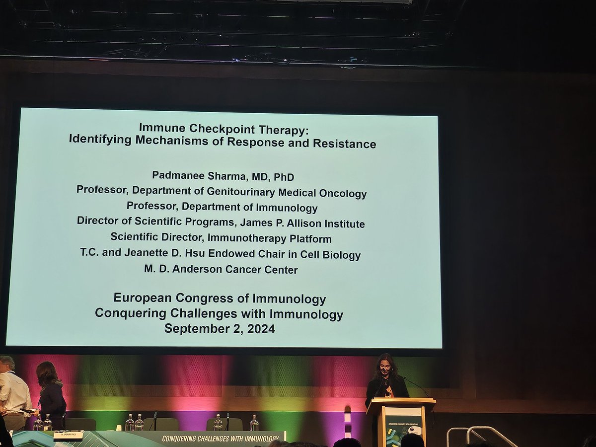 InFiberWeTrust's tweet photo. A brillant talk of @PamSharmaMDPhD  about the mechanism of action and resistance to Immune Checkpoints Therapy. Great démonstration of bidirectional translational immunology  #ECI2024 #Dublin @sfiimmunologie https://t.co/WQBAfTYqHa