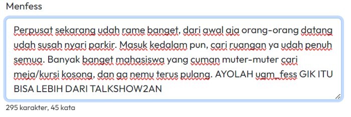 Perpusat sekarang udah rame banget, banyak banget mahasiswa yang cuman muter-muter cari meja/kursi kosong, dan ga nemu terus pulang. AYOLAH ugm_fess GIK UGM ITU BISA LEBIH DARI SEKEDAR TALKSHOW2AN