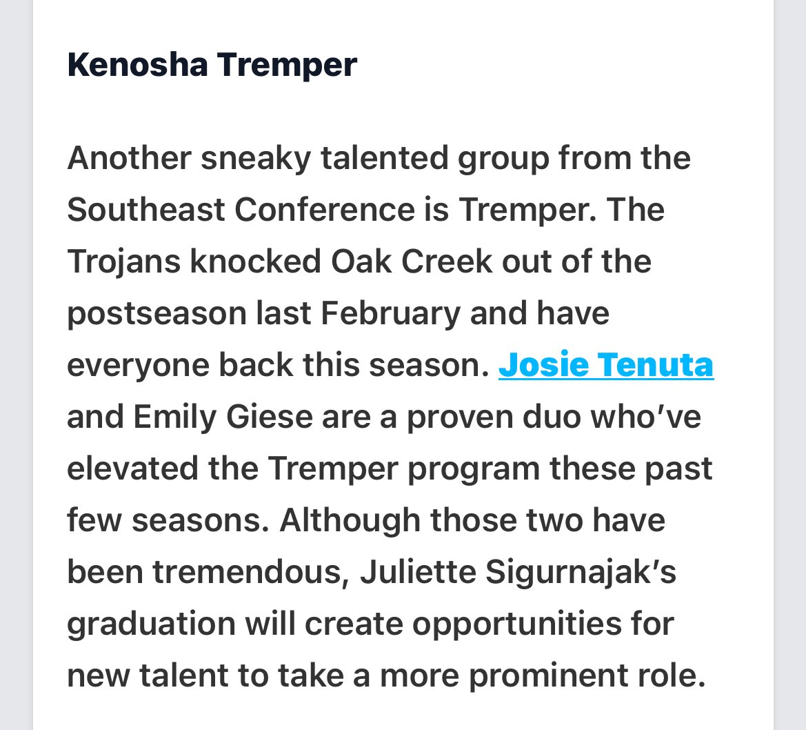Josie Tenuta (@tenuta_josie) on Twitter photo Thank you <a href="/PrepGirlsHoops/">Prep Girls Hoops π</a> for the write up! Excited to be back on the floor with my girls soon! #OneLastRide #SeniorYear Thank you <a href="/PrepGirlsHoops/">Prep Girls Hoops π</a> for the write up! Excited to be back on the floor with my girls soon! #OneLastRide #SeniorYear