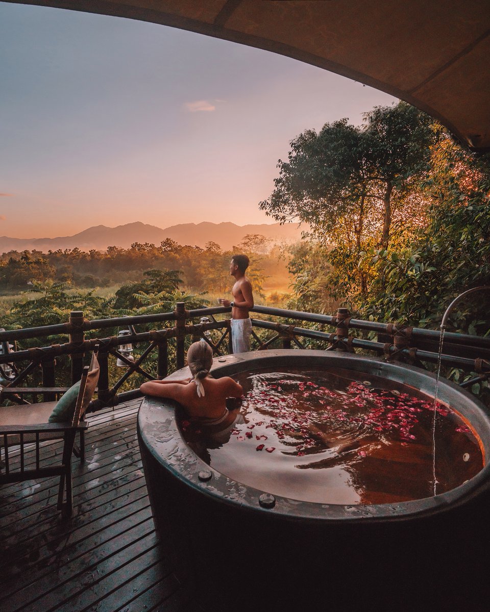 FSThailand's tweet image. A private deck, a relaxing soak in your outdoor tub, and endless serenity - experience the perfect romantic #glamping getaway with our two-night adventure package through the link in the bio. #fstentedcamp #wakeupwithfs @Paigunna