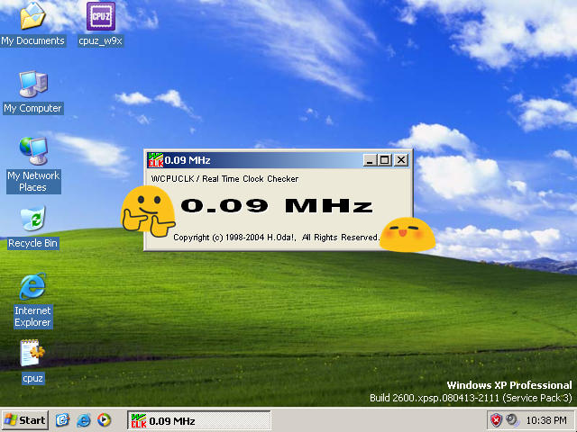 Windows XP running on a CPU clocked at 0.09 MHz! 🤯