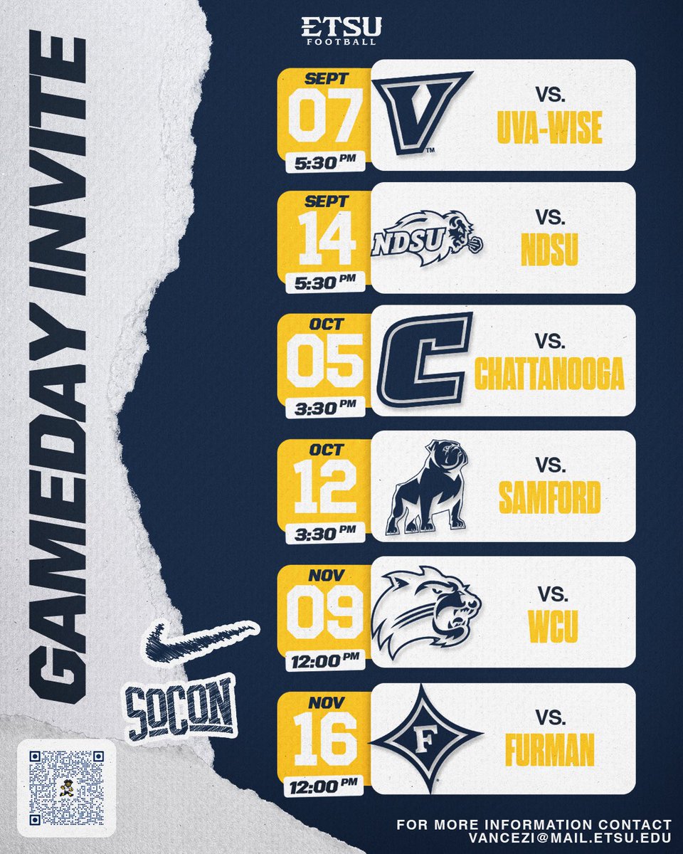 Thank you <a href="/CoachIsaacVance/">Isaac Vance</a> <a href="/ETSUFootball/">ETSU Football</a> for the #GameDay invite I will be attending <a href="/coach_jgilmore/">Joe Gilmore</a> <a href="/JordanStouty/">Jordan Stoutamire</a> <a href="/CoachKenmore/">Coach Kenmore</a> <a href="/SLESAthletics/">SLES Athletics</a> <a href="/Bama_2A/">Bama 2A</a>