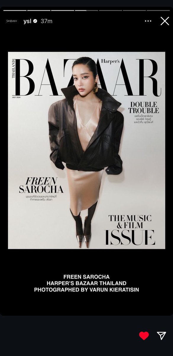 jensrcha's tweet photo. YSL OFFICIAL INSTAGRAM ACCOUNT STORY FEATURING FREEN SAROCHA CHAMKIMHA 🤍🖤

#FreenxYSL #srchafreen 
#BAZAARThailandxSrchaFreen
#BAZAARJulyIssue #BAZAARThailand
@ZZocial @bazaarthailand @YSL https://t.co/VCJJr6l2QJ