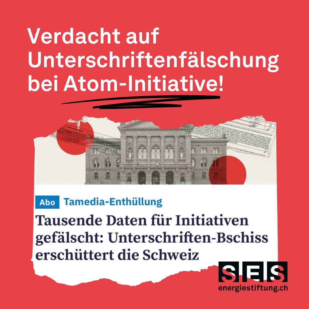 Ein wahrer Demokratie-Skandal! Laut Recherchen von Tamedia gibt es bei diversen Volksbegehren – darunter der Atom-Initiative – den erhärteten Verdacht auf professionelle Unterschriftenfälschung. 1/
tagesanzeiger.ch/abstimmungen-u…