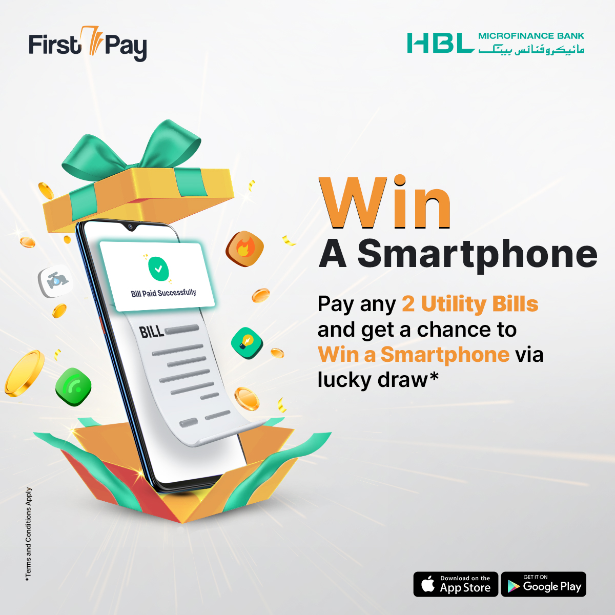 HBLMfBDigital's tweet image. Pay any 2 of your utility bills via FirstPay and get a chance to win A Brand New Smartphone via lucky draw.

Don’t miss you chance &amp;amp; download FirstPay Now:
onelink.to/hblmfbfp

*T&amp;amp;Cs Apply:
hblmfb.com/terms-and-cond…

#FirstPay #Rewarding #FirstPayMobileWallet #Smartphone
