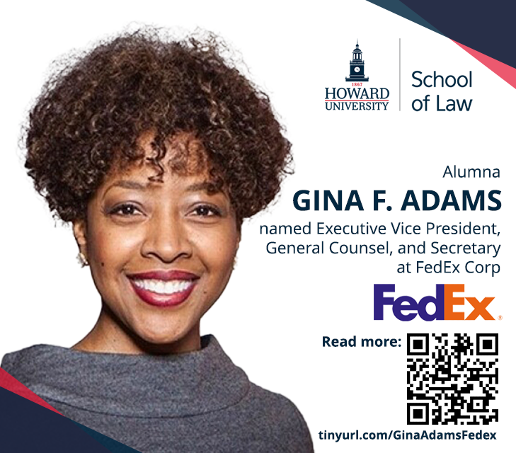 HowardLawDC's tweet photo. Howard Law alum Gina F. Adams named EVP, General Counsel, and Secretary  at FedEx. Read more to discover how her leadership is shaping the future of global logistics: https://t.co/5W92tfr21q https://t.co/UfleKaEU1r