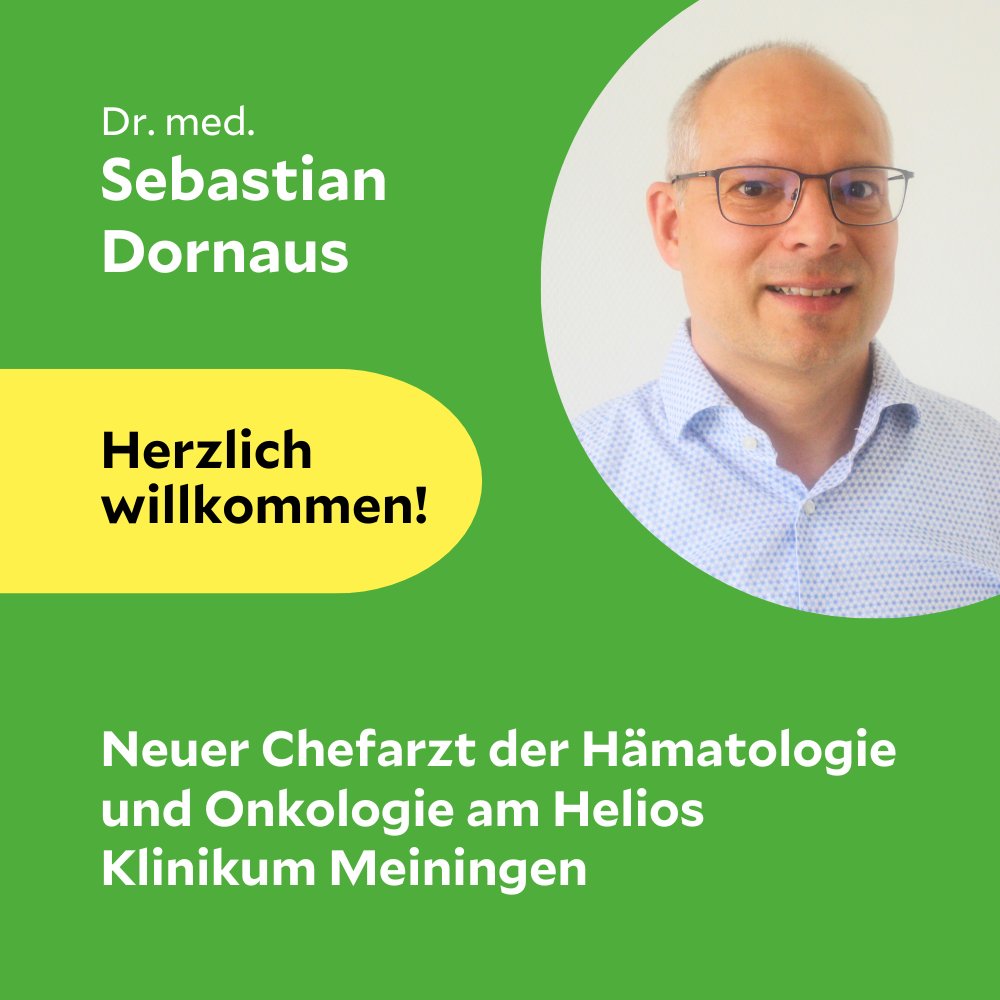 Freue mich, Dr. med. Sebastian Dornaus als neuen Chefarzt der #Hämatologie und #Onkologieam #HeliosKlinikumMeiningen begrüßen zu dürfen. Seit 01.09.24 verstärkt er unser Team und wird den Fachbereich weiterentwickeln und die Versorgung in der Region #Meiningenstärken.
