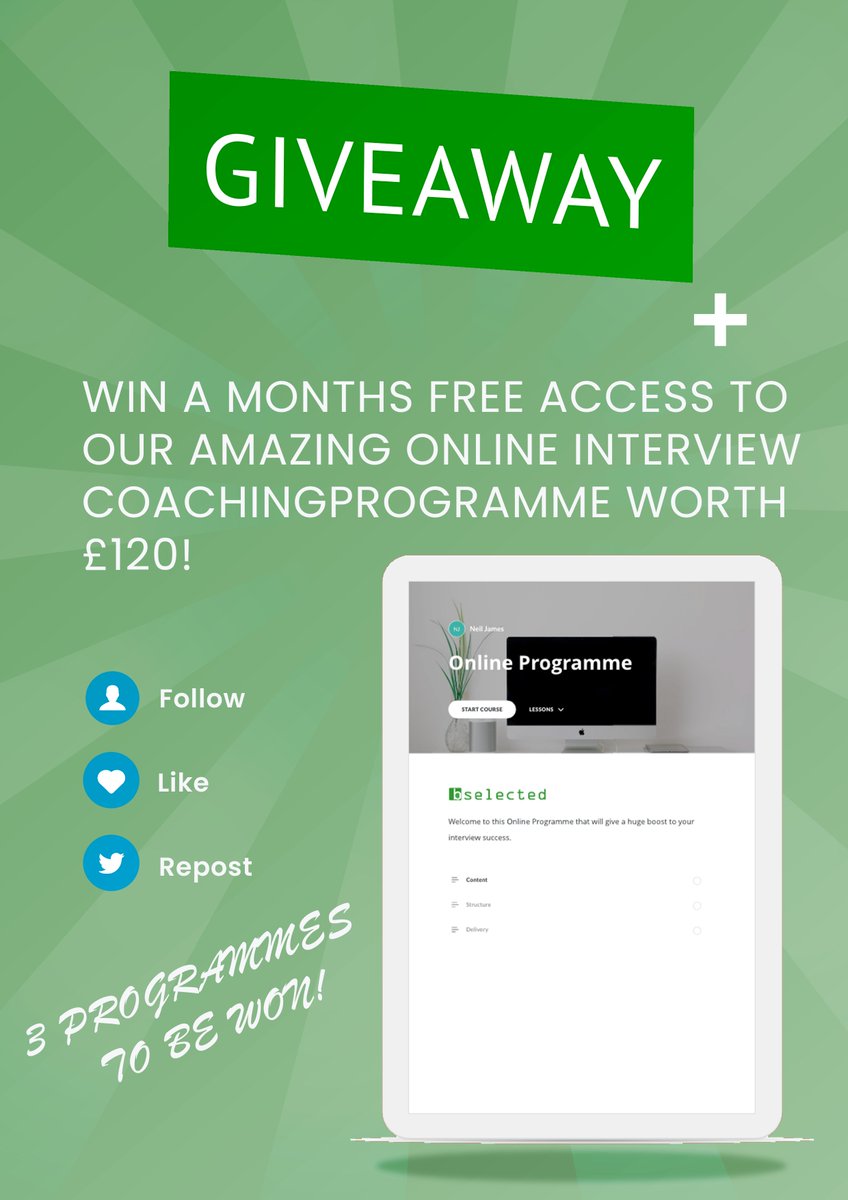 bselected_uk's tweet photo. COMPETITION TIME 

Were giving away 3 Online Interview Coaching Programmes worth £120 each

For a chance of winning follow @bselected, like, comment  &amp; repost   

Enter by 30.9.24  

2 winners picked randomly &amp; 1 from the funniest comment to why they should win #interviewtips https://t.co/f36u2YdODa