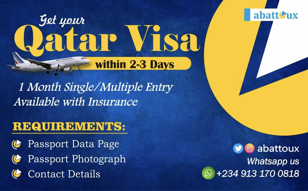 abattoux's tweet photo. Qatar Visit Visa… Send us a DM on WhatsApp https://t.co/taPVDLuBIw