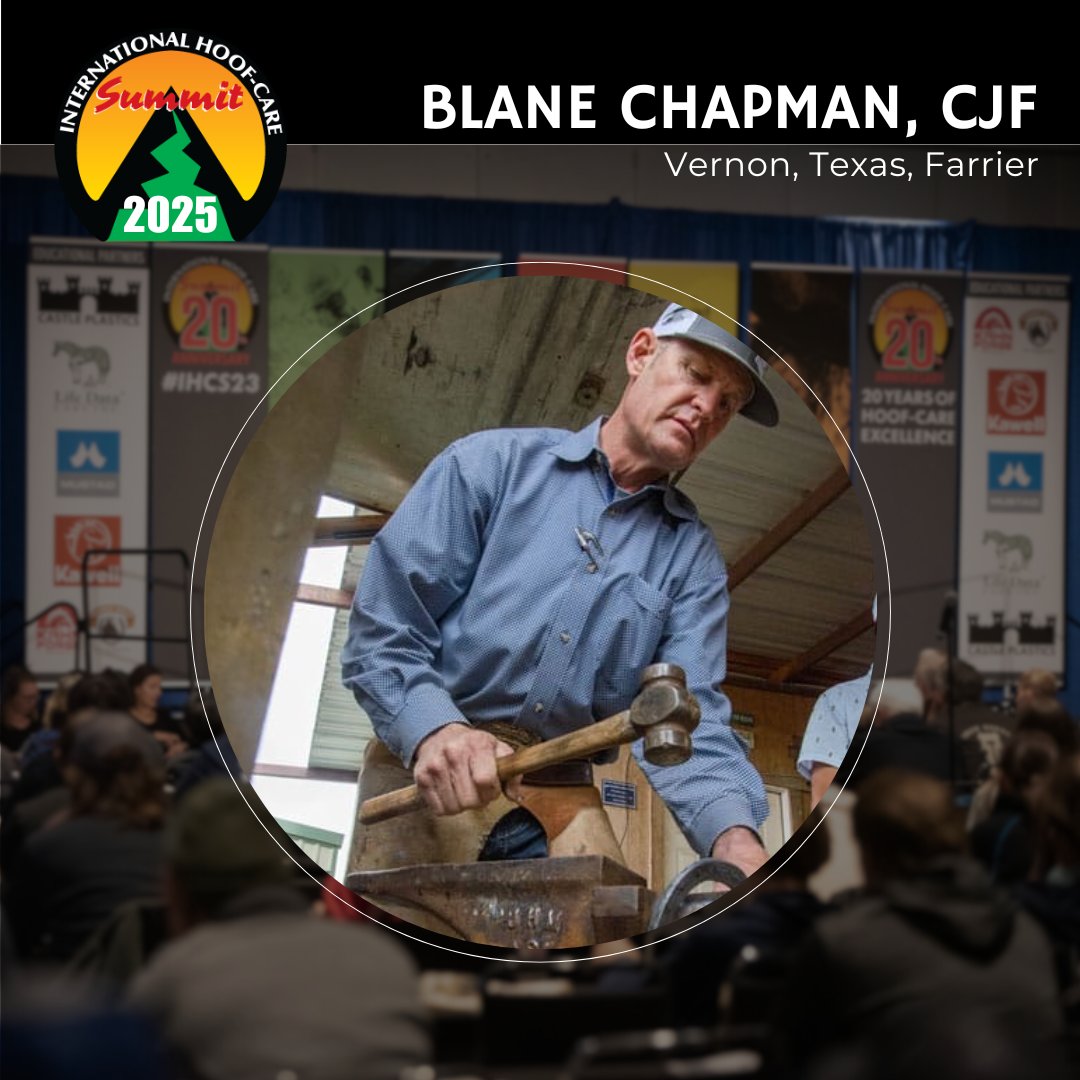 hoofcare's tweet photo. Excited to introduce our next Summit speaker, Blane Chapman! He'll share tips on building a successful hoof-care business, managing clients and apprentices, and maintaining proper hoof care. Register with the Early Bird Rate now! https://t.co/BmiUUL5Cw2 #IHCS https://t.co/J31hb1S2xo