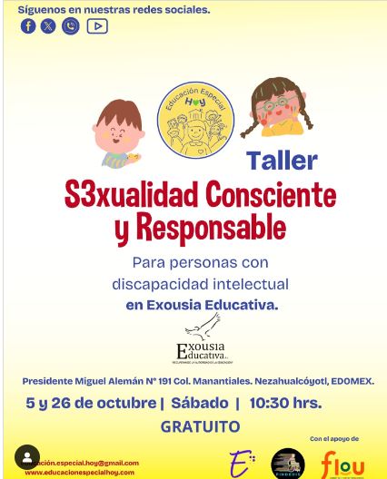 fercascar123's tweet image. FINDEDIS AC en colaboración con @especialhoy tenemos el agrado de invitarlos al taller sobre sexualidad para personas con discapacidad intelectual.

Detalles aquí 👇 enlace:

instagram.com/p/C_GtVbOPK3P/

#FINDEDIS 
#discapacidad
#educacionespecial
