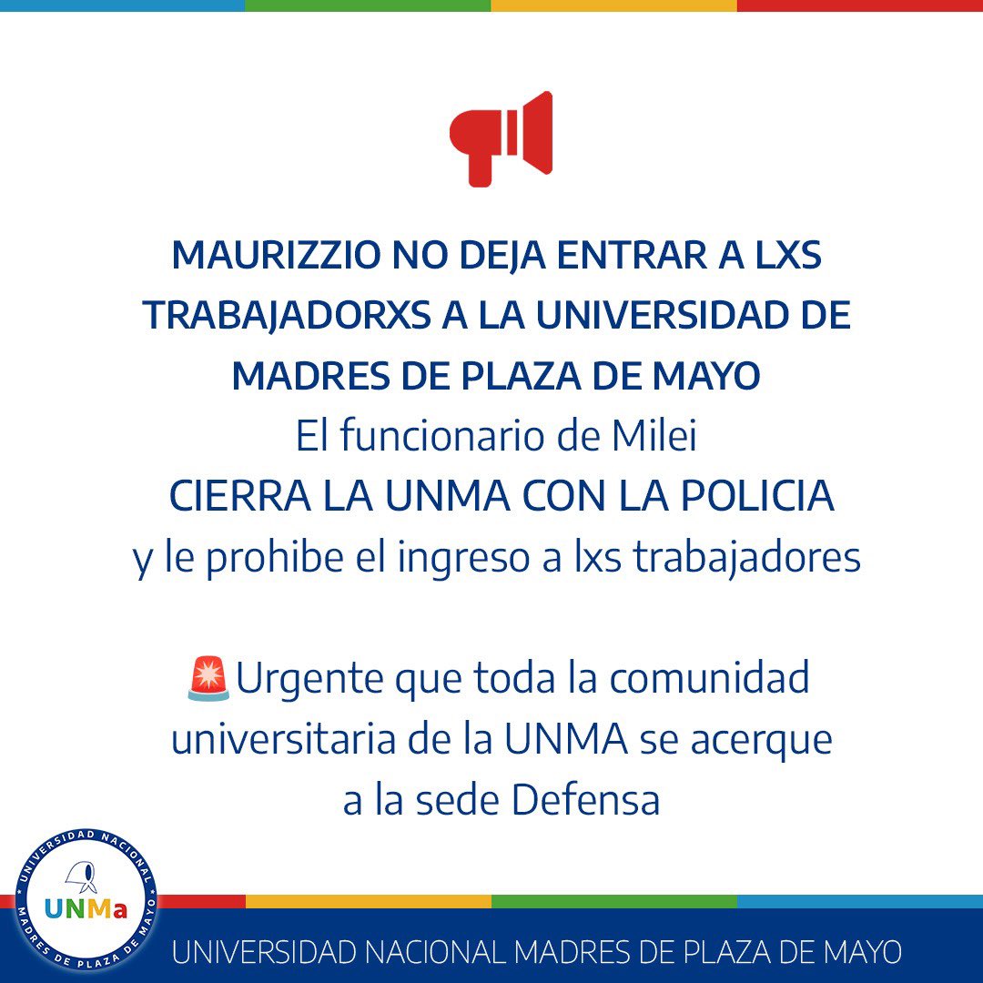 Con un fuerte operativo policial, impiden el ingreso de trabajadores a la Universidad Madres de Plaza de Mayo