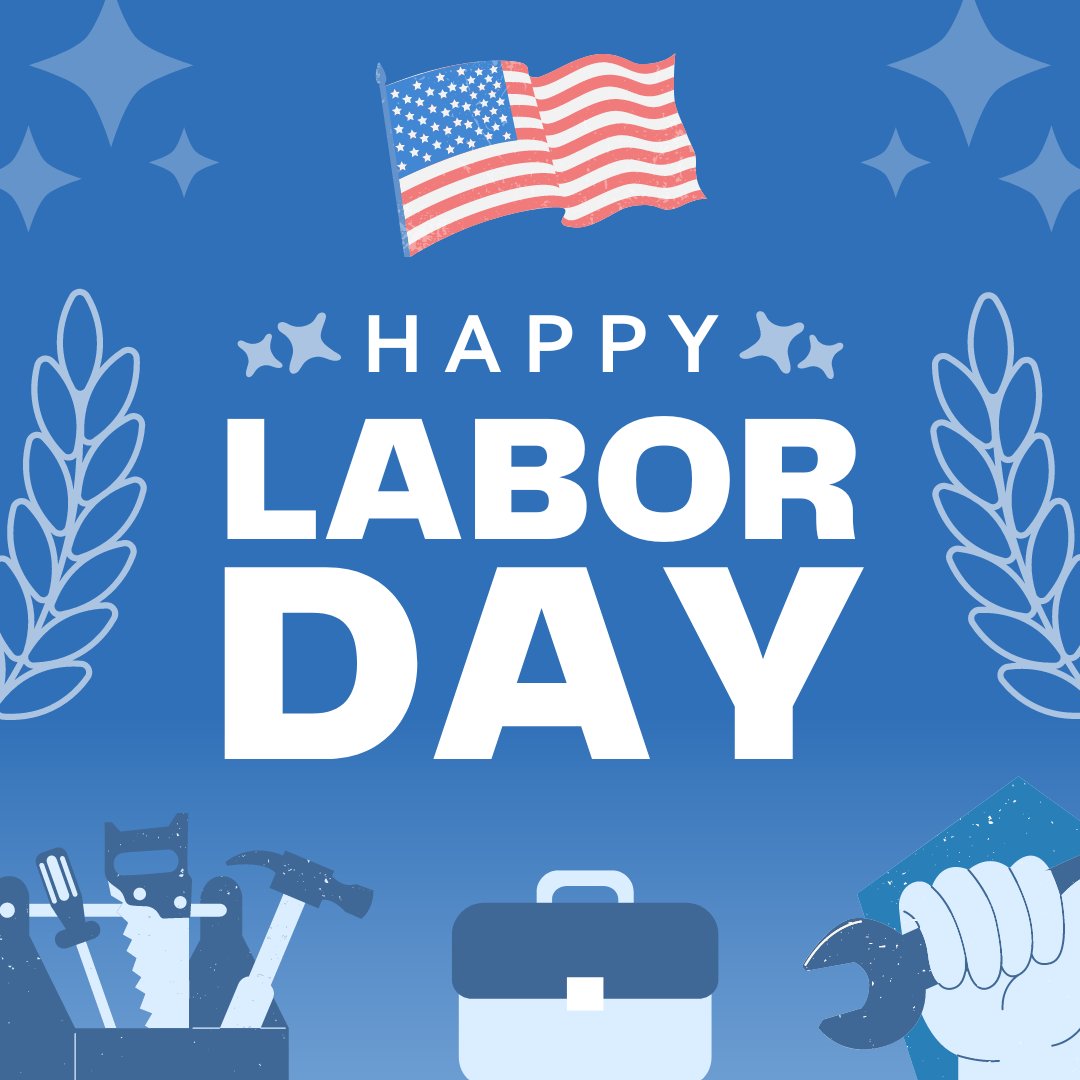 Happy Labor Day! 🇺🇸✨ Celebrate the hard work and dedication of all the workers who make our country great. Enjoy a well-deserved break with family and friends, and take some time to relax and recharge. Here's to you! #LaborDay #CelebrateWorkers #RelaxAndRecharge #HolidayWeekend
