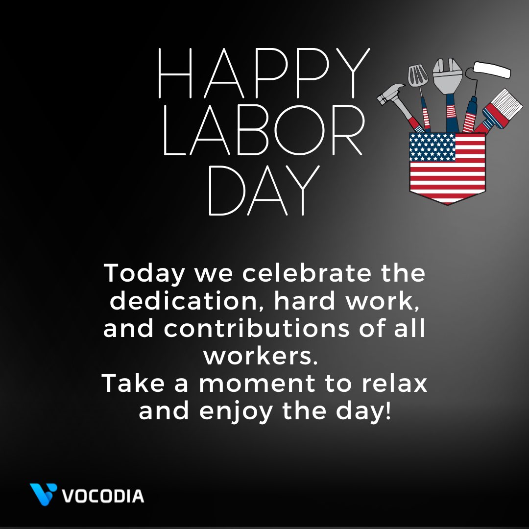 Today, we celebrate the dedication, hard work, &amp; contributions of all workers. As you take a well-deserved moment to relax &amp; enjoy the day, remember that #Vocodia's AI platform never sleeps. Our technology is always on, ensuring your org. continues to thrive around the clock.