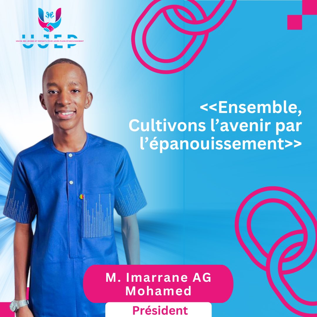 Salam / Bonsoir,

J'ai le plaisir de vous annoncer que je suis le nouveau Président de l’Union des Jeunes et des Enfants pour leur Plein Épanouissement (UJEP Mali), une association dédiée à la promotion du bien-être, de l’éducation, et de l’engagement des jns et ds enfts.