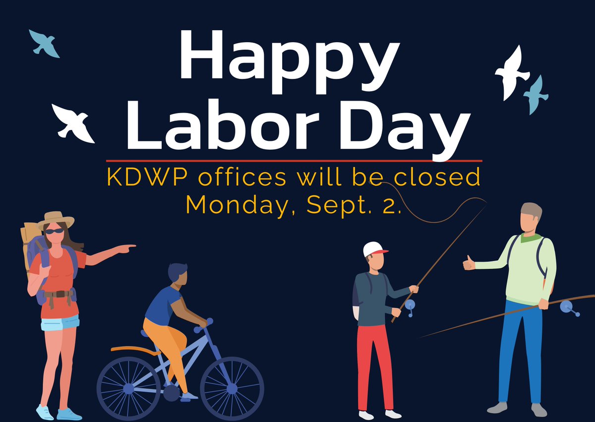 Whether hitting the trail or grilling out at your favorite Kansas state park, we hope you all are enjoying your Labor Day.

KDWP offices are closed today but all Kansas state parks are open!