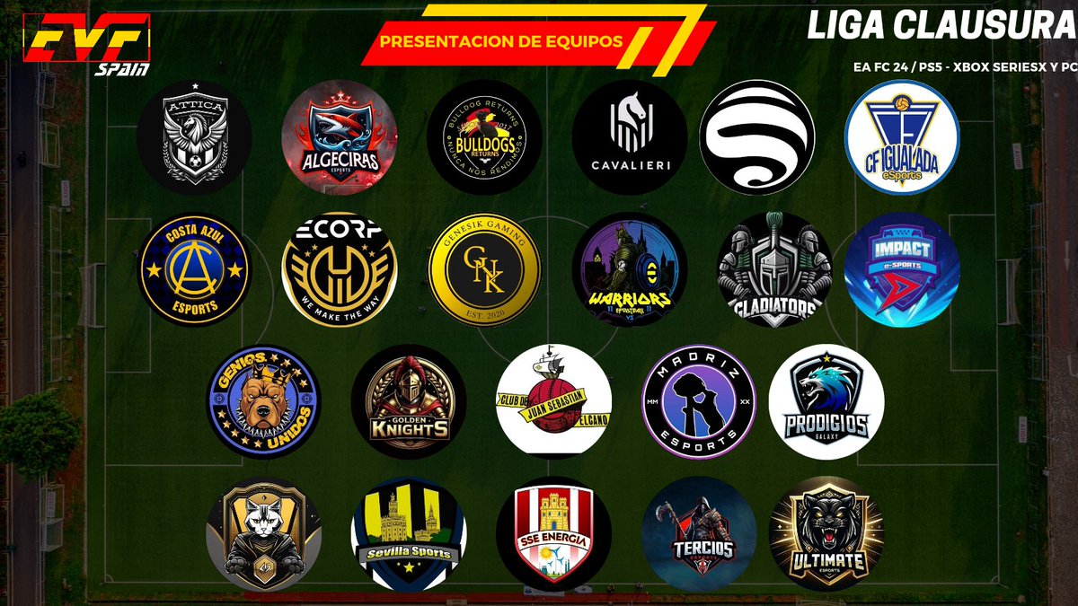 Elite Virtual Football (@official_evf) on Twitter photo 🇪🇦EVF SPAIN CLAUSURA
<a href="/AtticaeSport/">Attica eSports</a>
@CostaAzul_eSp
<a href="/ReturnsBulldog/">Bulldog Returns</a>
<a href="/madrizesports/">MADRIZ ESPORTS</a>
<a href="/CFIgualada_eS/">CF Igualada eSports</a>
<a href="/ImpactGame_PS5/">Impact Game eSports</a>
<a href="/SesisFC/">SesisFC</a>
<a href="/SSEENERGIA/">SSE Energia eSports</a>
<a href="/UltimateEsp17/">Ultimate Esports</a>
<a href="/Golde_knights/">Golden Knights</a>
<a href="/CocoeSports/">Team Coco🌴🥥</a>
@terciosesports
<a href="/J_S_ELCANO/">JS ELCANO</a>
<a href="/CavalieriFCCPro/">Cavalieri FC</a>
@ProdigiosGalaxy
<a href="/c_gladiators/">Gladiators 2.0</a>
<a href="/SEVILLAESPORT/">SEVILLA ESPORT</a>
<a href="/AridanyD/">Genios Unidos</a> 🇪🇦EVF SPAIN CLAUSURA
<a href="/AtticaeSport/">Attica eSports</a>
@CostaAzul_eSp
<a href="/ReturnsBulldog/">Bulldog Returns</a>
<a href="/madrizesports/">MADRIZ ESPORTS</a>
<a href="/CFIgualada_eS/">CF Igualada eSports</a>
<a href="/ImpactGame_PS5/">Impact Game eSports</a>
<a href="/SesisFC/">SesisFC</a>
<a href="/SSEENERGIA/">SSE Energia eSports</a>
<a href="/UltimateEsp17/">Ultimate Esports</a>
<a href="/Golde_knights/">Golden Knights</a>
<a href="/CocoeSports/">Team Coco🌴🥥</a>
@terciosesports
<a href="/J_S_ELCANO/">JS ELCANO</a>
<a href="/CavalieriFCCPro/">Cavalieri FC</a>
@ProdigiosGalaxy
<a href="/c_gladiators/">Gladiators 2.0</a>
<a href="/SEVILLAESPORT/">SEVILLA ESPORT</a>
<a href="/AridanyD/">Genios Unidos</a>