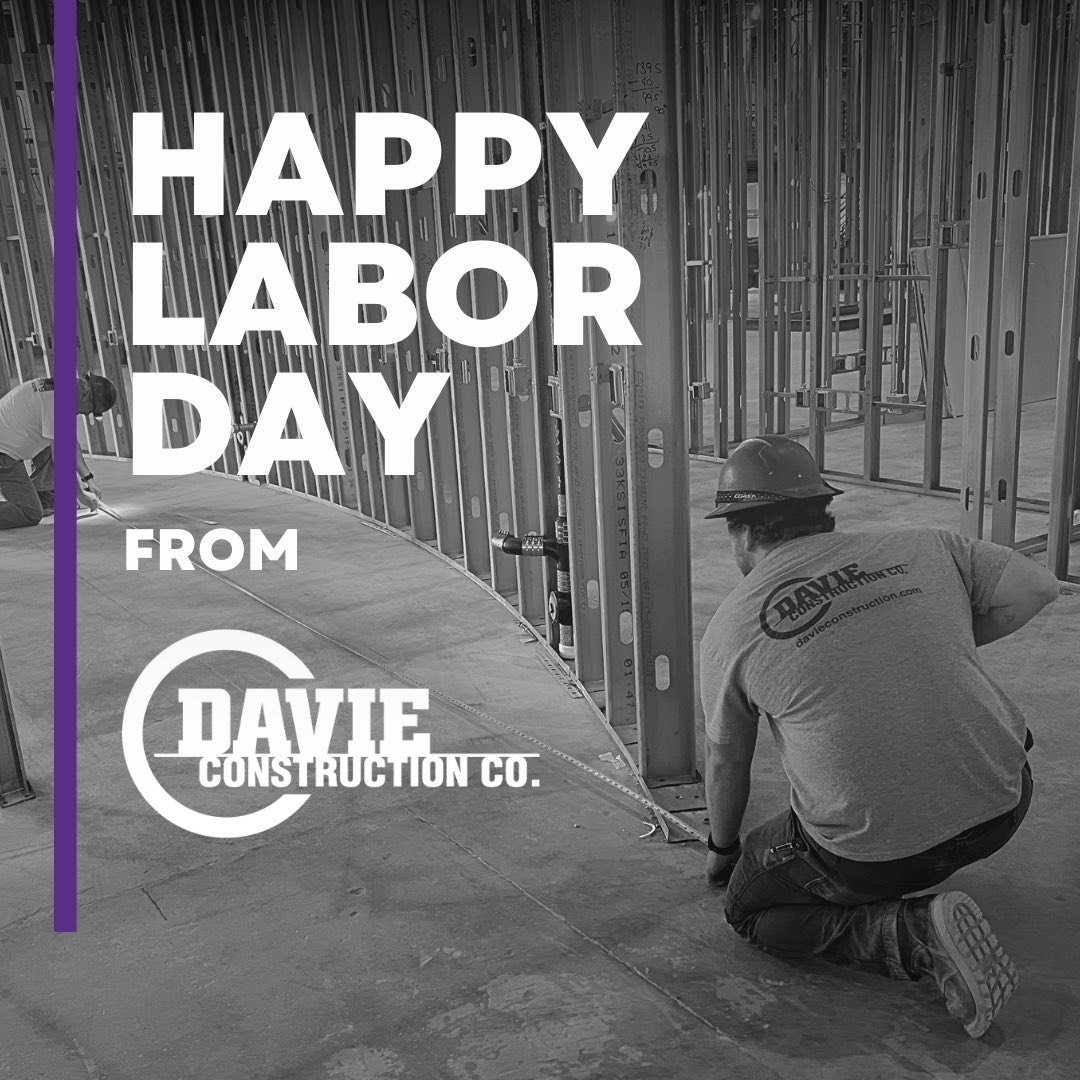 DavieConstNC's tweet image. Happy Labor Day! We’ll be closed Monday so our team members and their families may honor American workers together. #laborday2024 #familytime #USworkers #daviedelivers