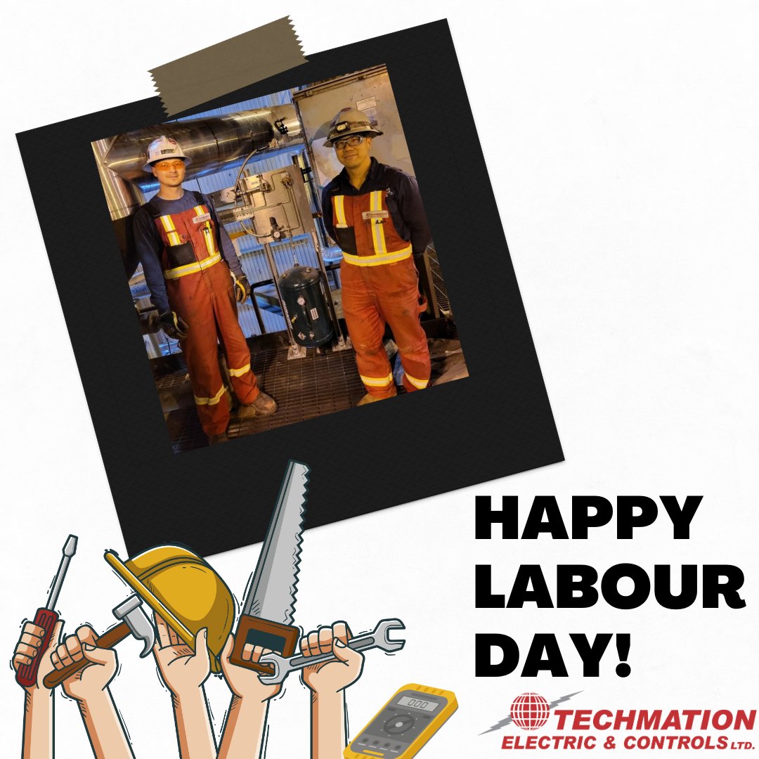 Tech_mation's tweet image. Labour Day is the day people join to celebrate the achievements of workers in Canada. 
Happy Labor Day weekend to our employees, clients, and friends. 

#labourday #safety #techmation #celebrate