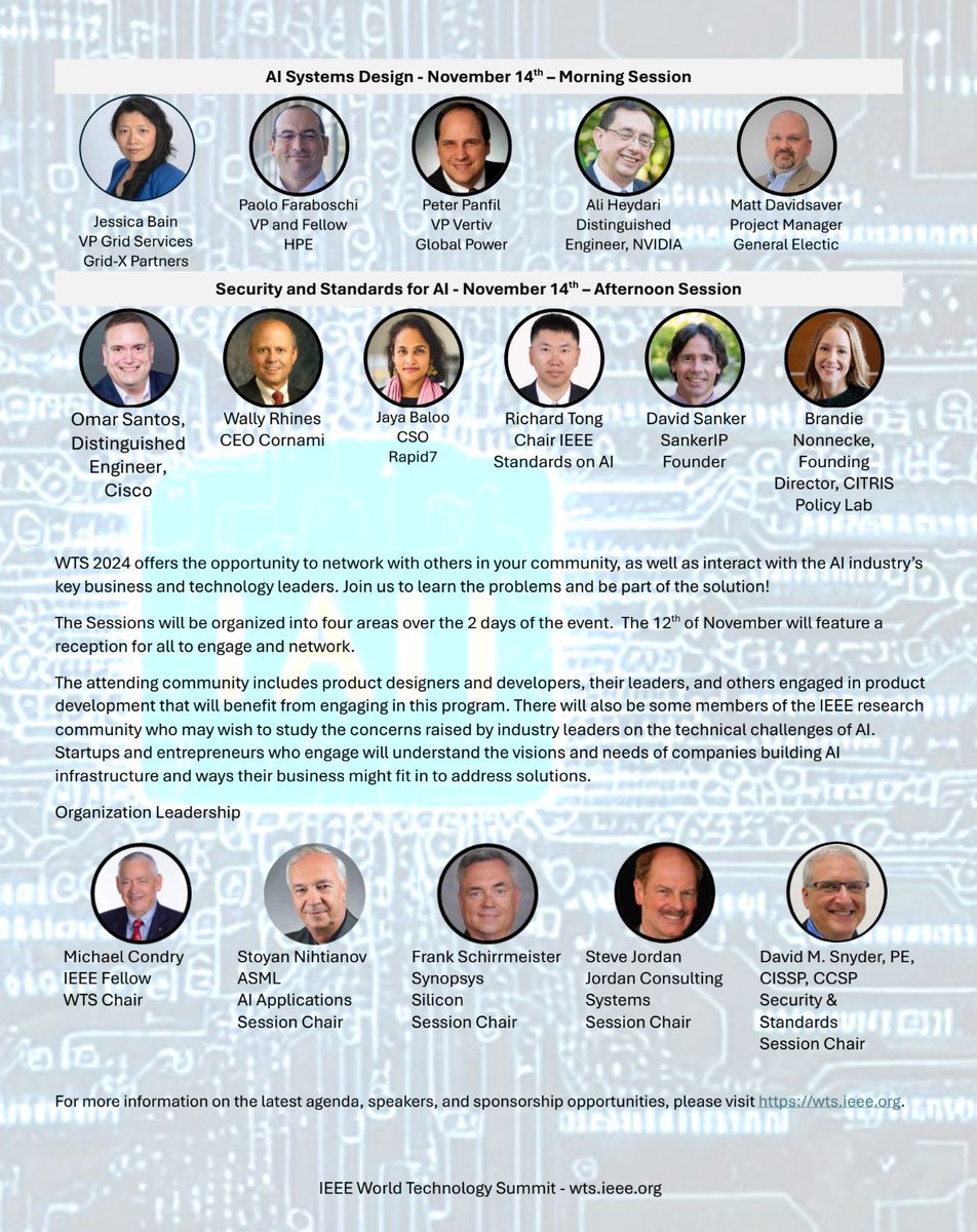 ieeeENT's tweet photo. Fueling Innovation in AI Infrastructure

Join the IEEE World Technology Summit in #SiliconValley (Nov 12-14, 2024) to connect with the AI infrastructure ecosystem. Whether attending or showcasing, be part of shaping the future of AI!

https://t.co/eNXCWez99X 

#AI #TechSummit https://t.co/upYXUFviAJ