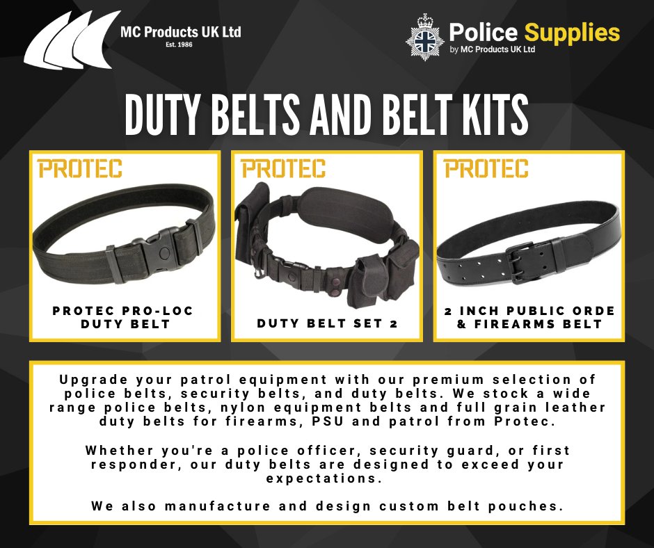MC Products UK Ltd - Their range of high-quality uniform and specialised equipment, including the PROTEC Duty Belts and Police Belts, exemplifies the company's reputation for reliability and excellence 
👉 hubs.la/Q02MW6kj0