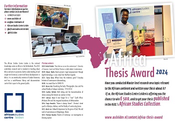 Apply for the Africa Thesis Award 2024! Are you interested in Africa and is your master's thesis on a related subject? Your thesis will be published in the ASCL's African Studies Collection. Deadline 31 October 2024. ascleiden.nl/content/africa…