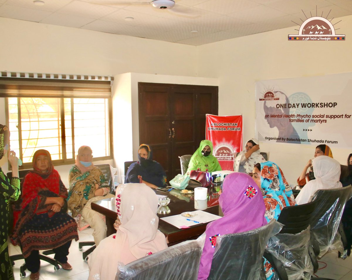 ShuhadaForum's tweet photo. Supporting Our Families:
Balochistan Shuhada Forum conducts a one-day Mental Health and Psychosocial Support (MHPSS) session for the families of martyrs
Trainer: Manahil Khan (Clinical Psychologist)
#balochistanshuhadaforum https://t.co/ylnB3OeSp6