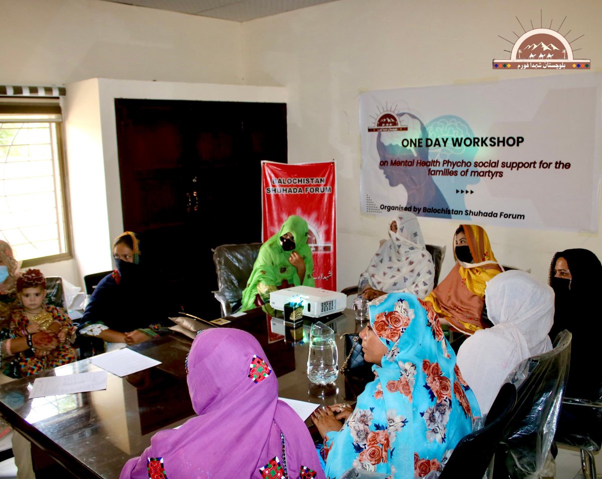 ShuhadaForum's tweet photo. Supporting Our Families:
Balochistan Shuhada Forum conducts a one-day Mental Health and Psychosocial Support (MHPSS) session for the families of martyrs
Trainer: Manahil Khan (Clinical Psychologist)
#balochistanshuhadaforum https://t.co/ylnB3OeSp6