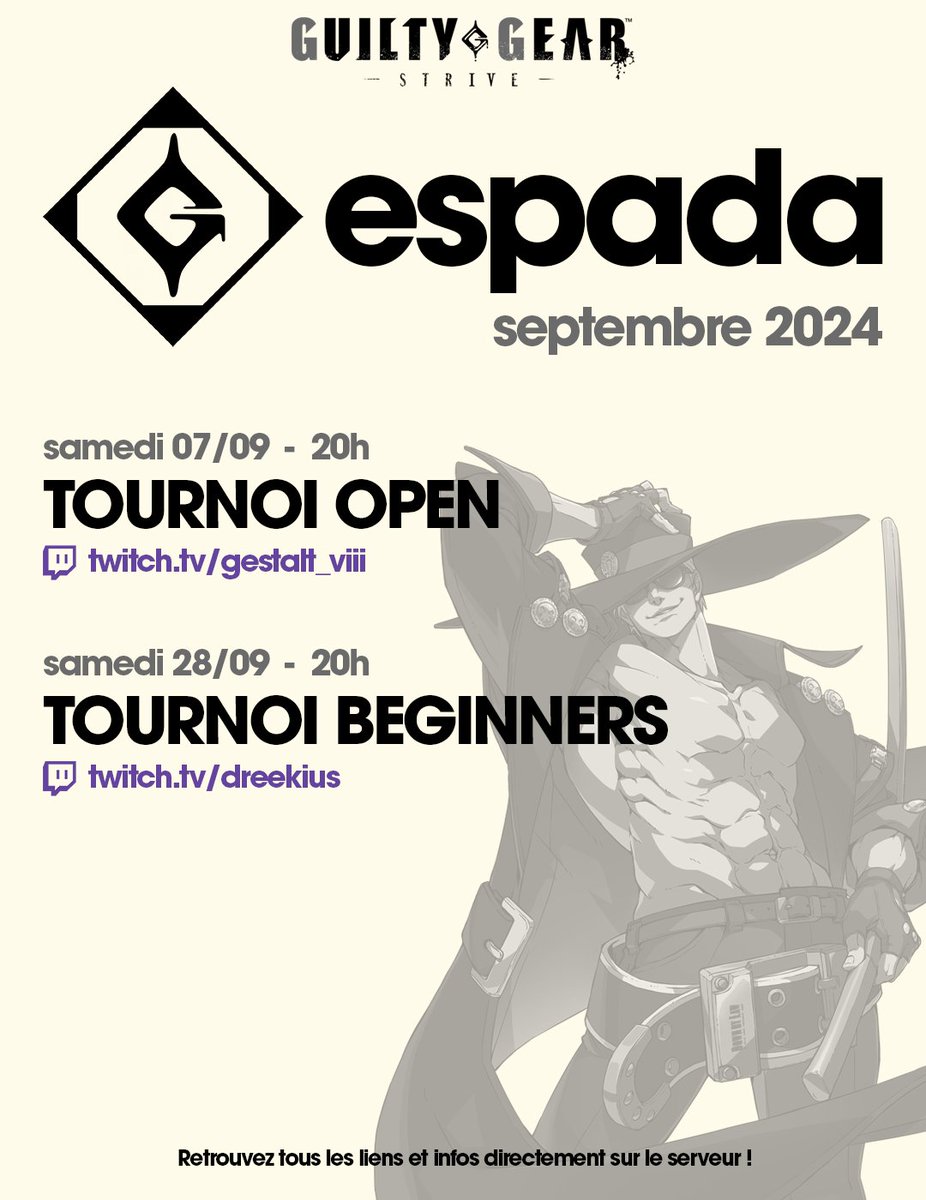 Nouveau mois et donc nouveau planning pour les events du serveur Espada !
N'hésitez pas à contacter les modos directement sur le serveur pour toute question relative aux tournois annoncés.