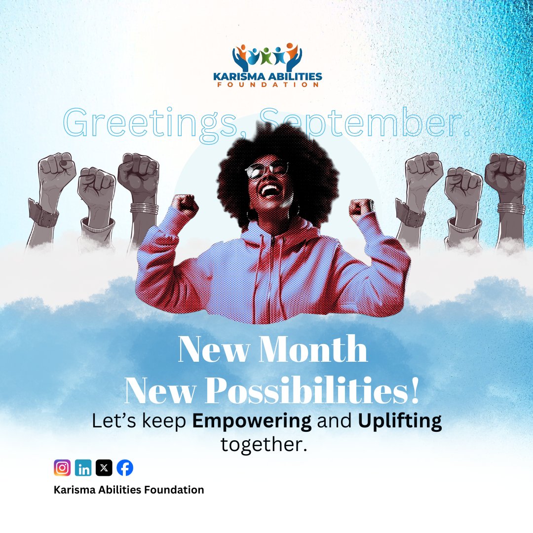 Kaabfound's tweet photo. New Possibilities in this new month!
Here's an opportunity for us to empower more and lift others up.

#NewMonthNewGoals #WelcomeSeptember #KarismaAbilitiesFoundation https://t.co/zHFj7XX8Ov