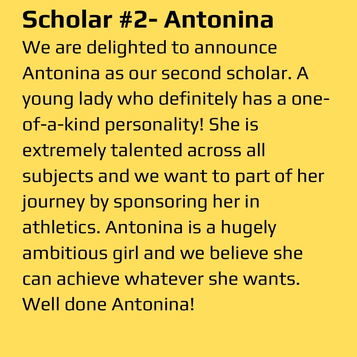 Say hello to Scholar number 2…. Antonina!