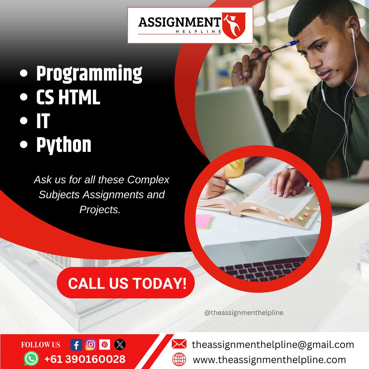 _the_assignment's tweet image. Struggling with complex subjects like Programming, CS, HTML, IT, or Python? 🚀 Don't stress—our experts have got you covered! Whether it's assignments or projects, we're here to help you succeed. 💡📚
🌐Visit our website! theassignmenthelpline.com
#ProgrammingHelp #CSAssignments